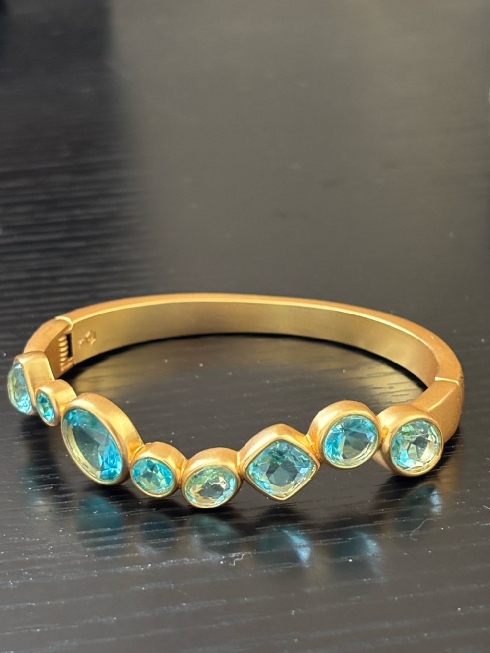 NWOT Julie Vos Gold-Tone Bracelet with Aqua Blue Crystal Accents - Picture 12 of 12